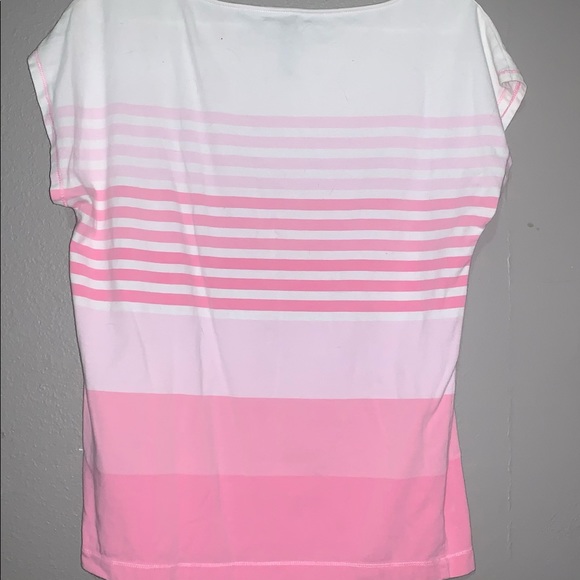 Ralph Lauren pink & white striped tee *small stains - Picture 2 of 3